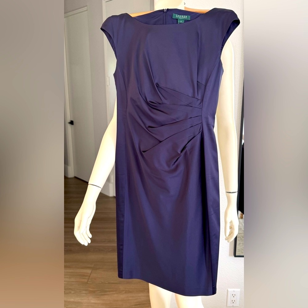 Lauren Ralph Lauren Purple Cap-Sleeve Sheath Dress